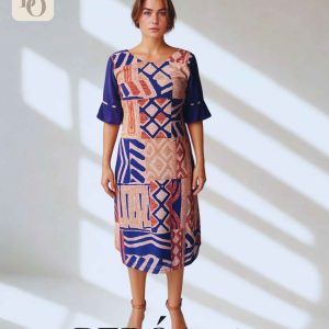 Vestido midi con estampado étnico geométrico