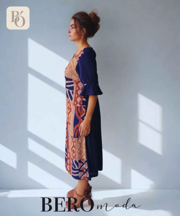 Vestido midi con estampado étnico geométrico - Image 2