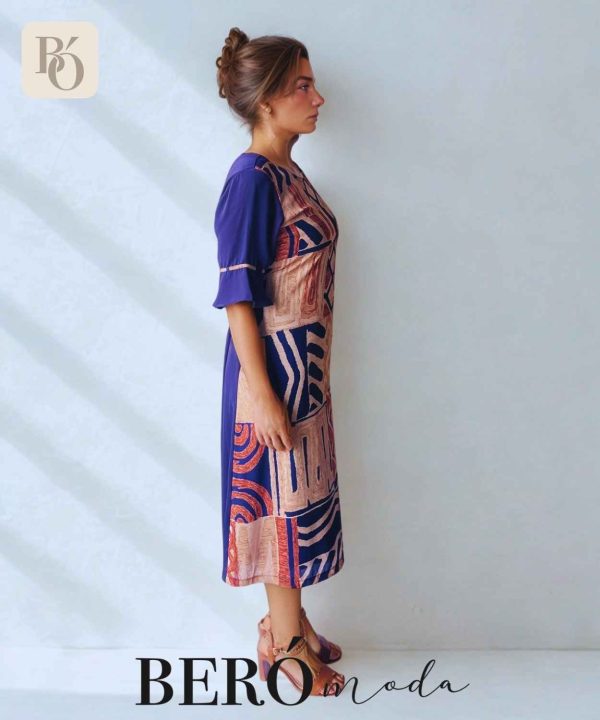 Vestido midi con estampado étnico geométrico - Image 3