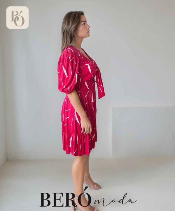 Vestido corto estampado Fucsia - Image 3