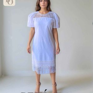 Vestido lino torchon Blanco