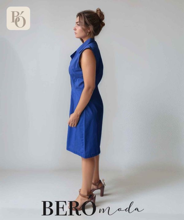 Vestido camisero sin mangas Azul Rey - Image 3