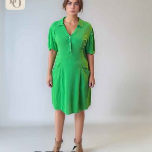 Vestido camisero corto Verde Lima