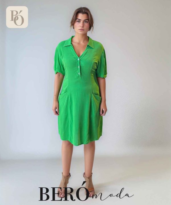 Vestido camisero corto Verde Lima