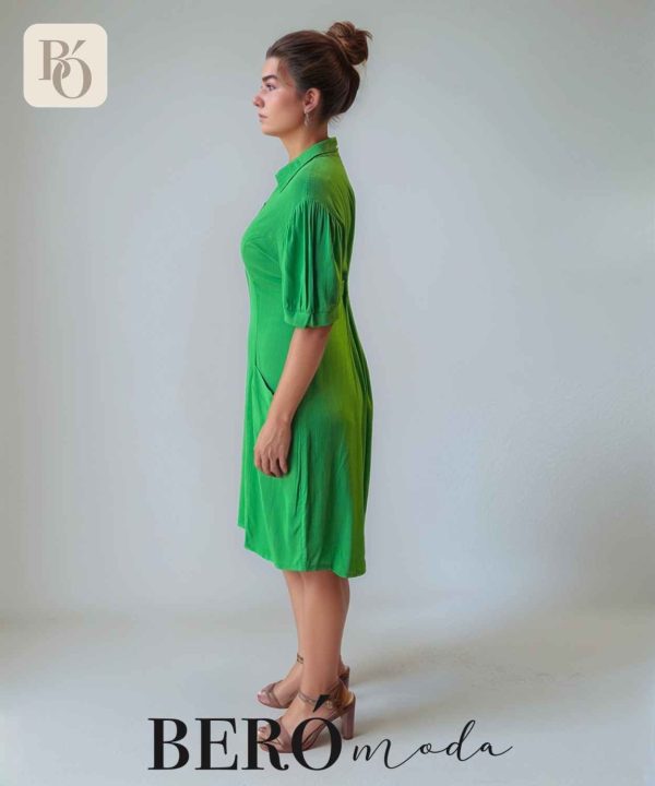 Vestido camisero corto Verde Lima - Image 3