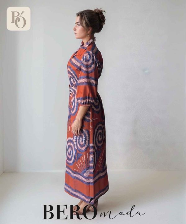 Vestido camisero largo Estampado Étnico con Cinturón - Image 2