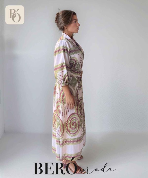Vestido camisero largo con Estampado en Tonos Tierra - Image 3