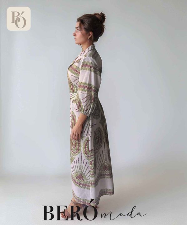 Vestido camisero largo con Estampado en Tonos Tierra - Image 4