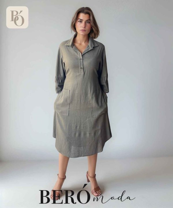 Vestido camisero Verde Oliva - Image 2