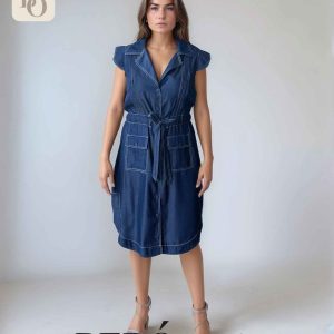 Vestido corto camisero denim
