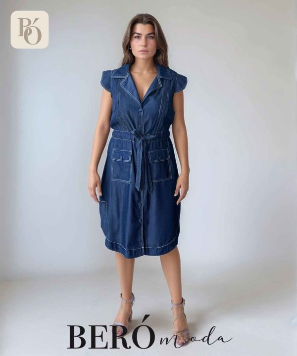 Vestido corto camisero denim