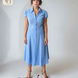 Vestido camisero celeste