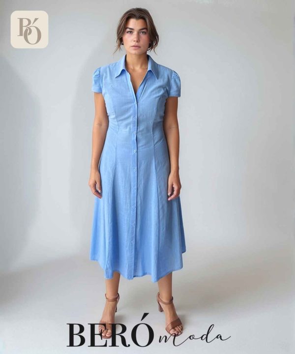 Vestido camisero celeste