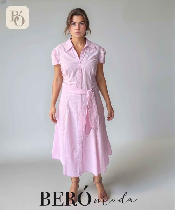 Vestido camisero rosa pastel