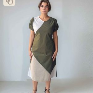 Vestido midi Geométrico Tricolor