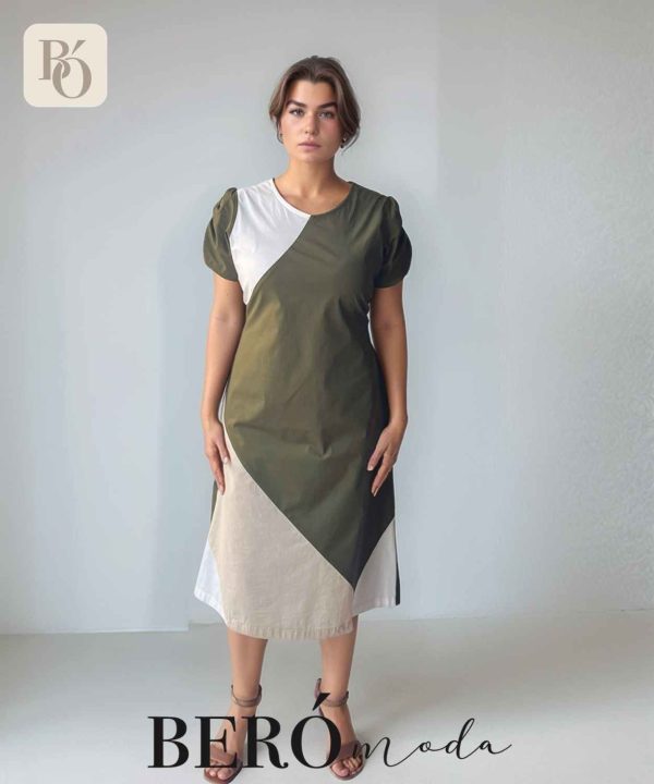 Vestido midi Geométrico Tricolor