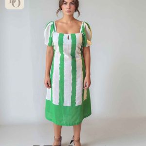 Vestido midi Rayas Verde Lima