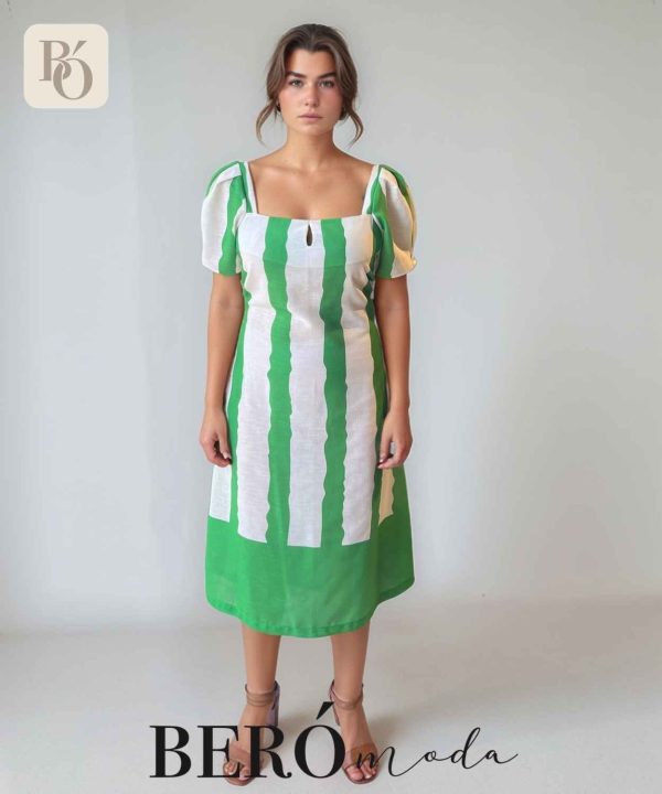 Vestido midi Rayas Verde Lima