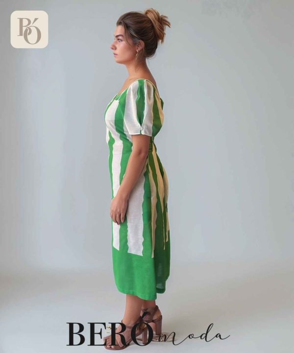 Vestido midi Rayas Verde Lima - Image 3