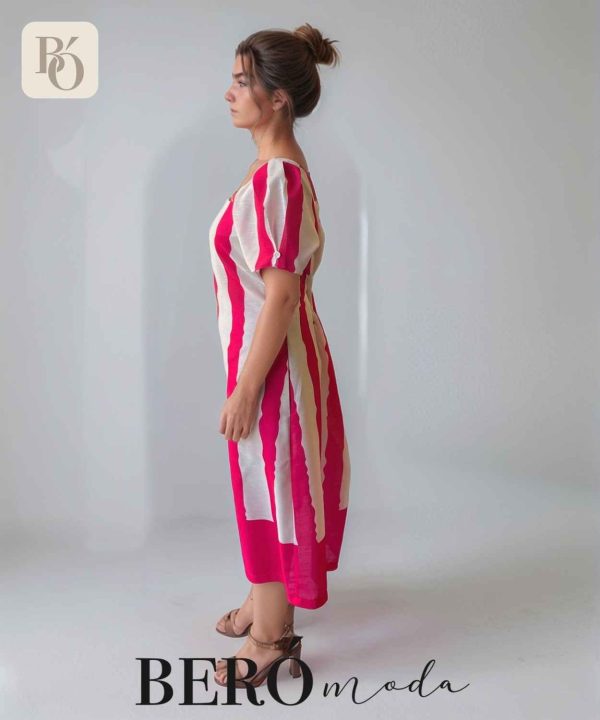 Vestido midi Rayas Fucsia - Image 2