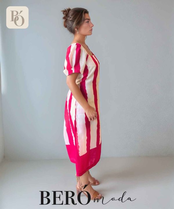 Vestido midi Rayas Fucsia - Image 3