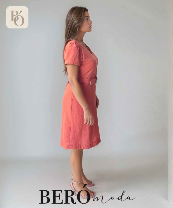 Vestido corto coral con cinturon - Image 2
