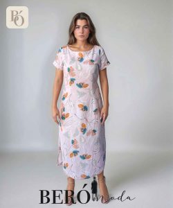 Vestido midi Rosa con estampado Floral