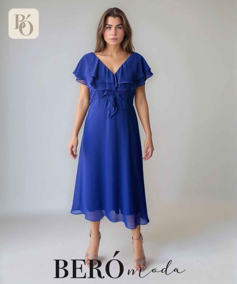 Vestido Chifon Golas Azul Rey